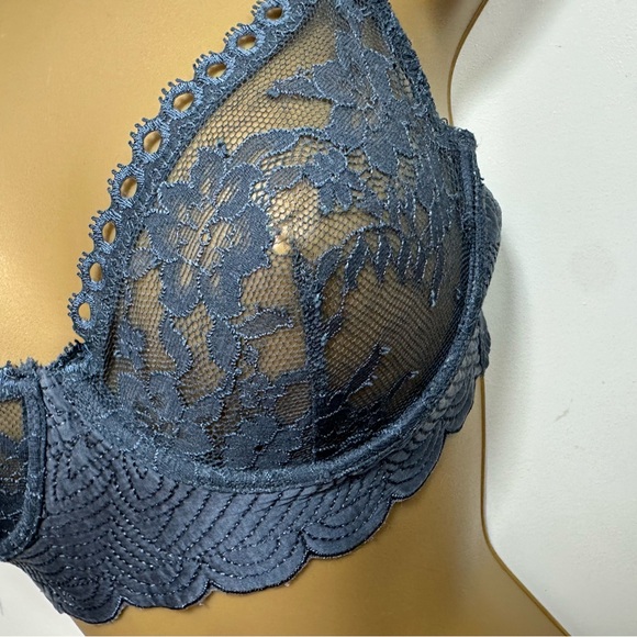 Stella McCartney X Anthro Rosie Grey Underwire Floral Lace Semi-Sheer Bra 32D - Picture 7 of 15